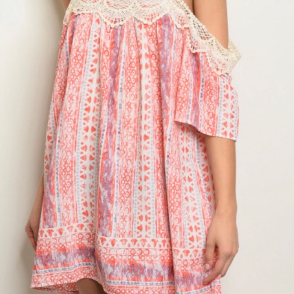 🆕 Pink Ivory Blue Dress - Picture 4 of 6